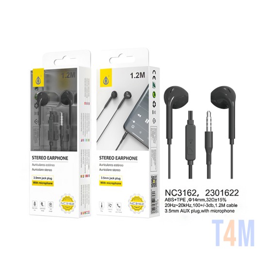 AURICULARES ONEPLUS NC3162 NE CON MICRÓFONO Y BOTÓN MULTIFUNCIONAL 1.2M NEGRO